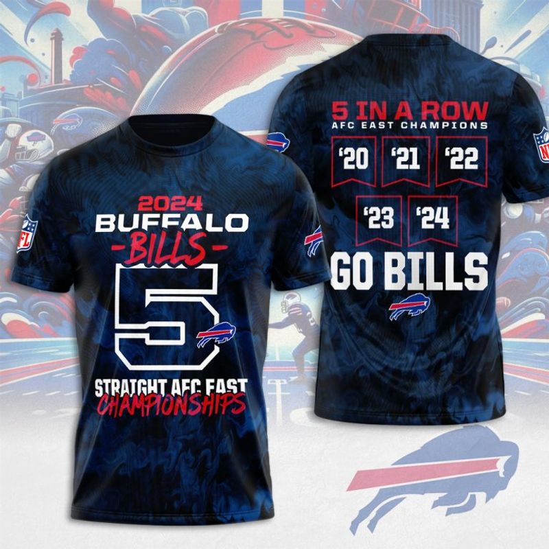 Buffalo Bills 5 In A Row AFC East Go Bills T-shirt