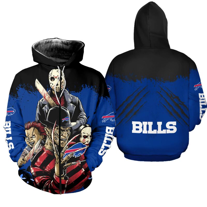 Buffalo Bills A Nightmare on Elm Street Halloween Zip Hoodie