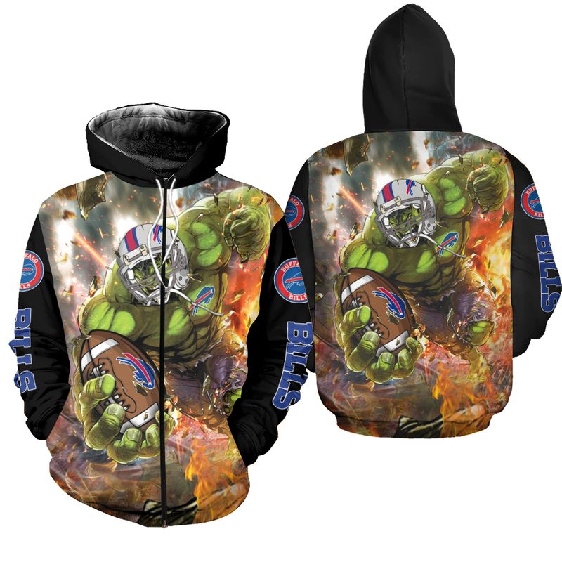 Buffalo Bills Amazing Hulk All Over Print Zip Hoodie