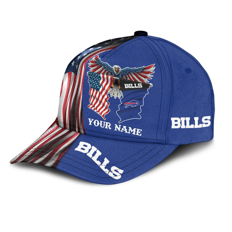 Buffalo Bills American Eagle Custom Name All Over Print Baseball Cap left side