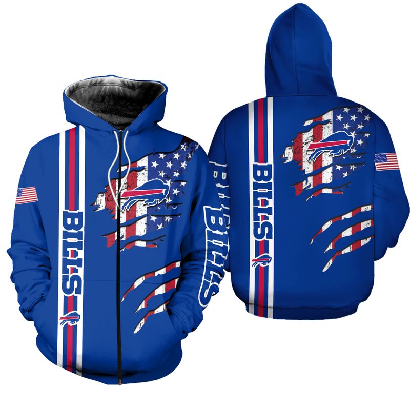 Buffalo Bills American Flag All Over Print Zip Hoodie