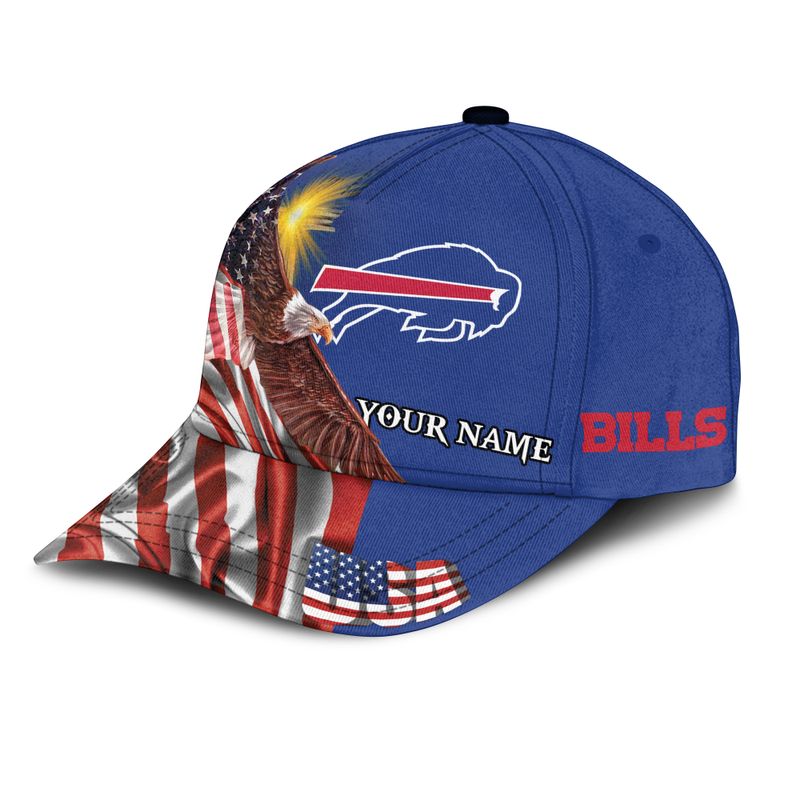 Buffalo Bills American Flag Custom Name All Over Print Baseball Cap right side