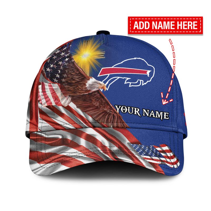 Buffalo Bills American Flag Custom Name All Over Print Baseball Cap