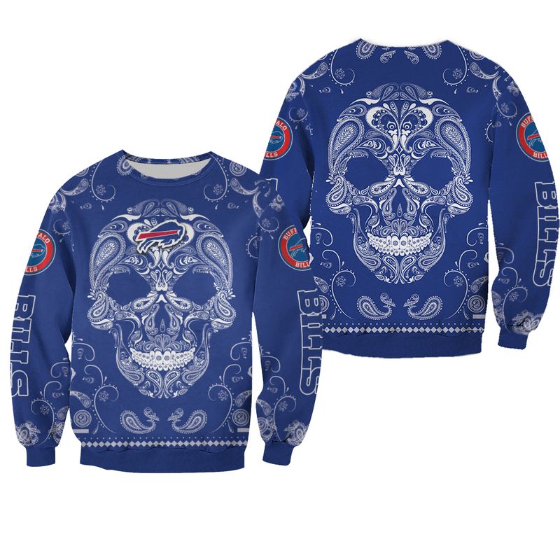 Buffalo Bills Bandana Skull All Over Print Sweatshirt