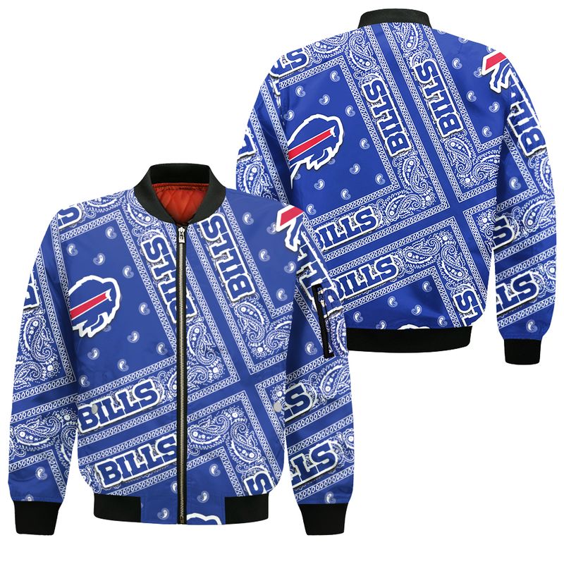 Buffalo Bills Blue Bandana All-Over Print Bomber Jacket