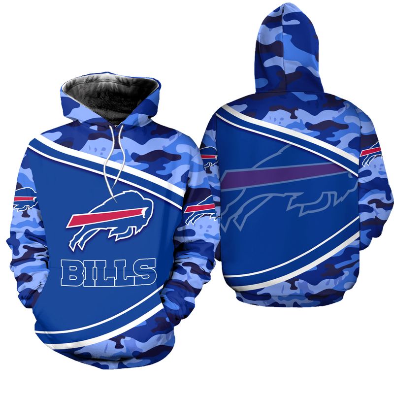 Buffalo Bills Blue Camo All Over Print Hoodie