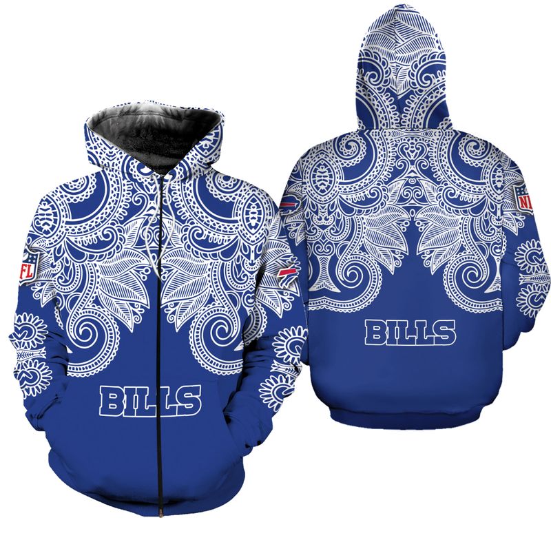 Buffalo Bills Blue Paisley Elegance Zip Hoodie