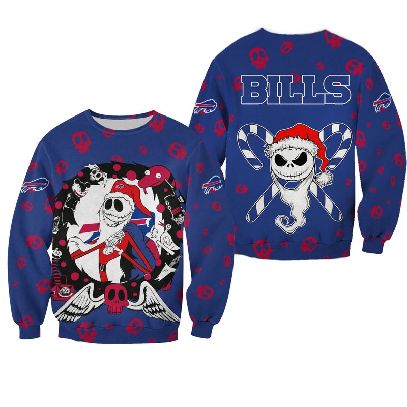 Buffalo Bills Christmas Jack Skellington All Over Print Sweatshirt