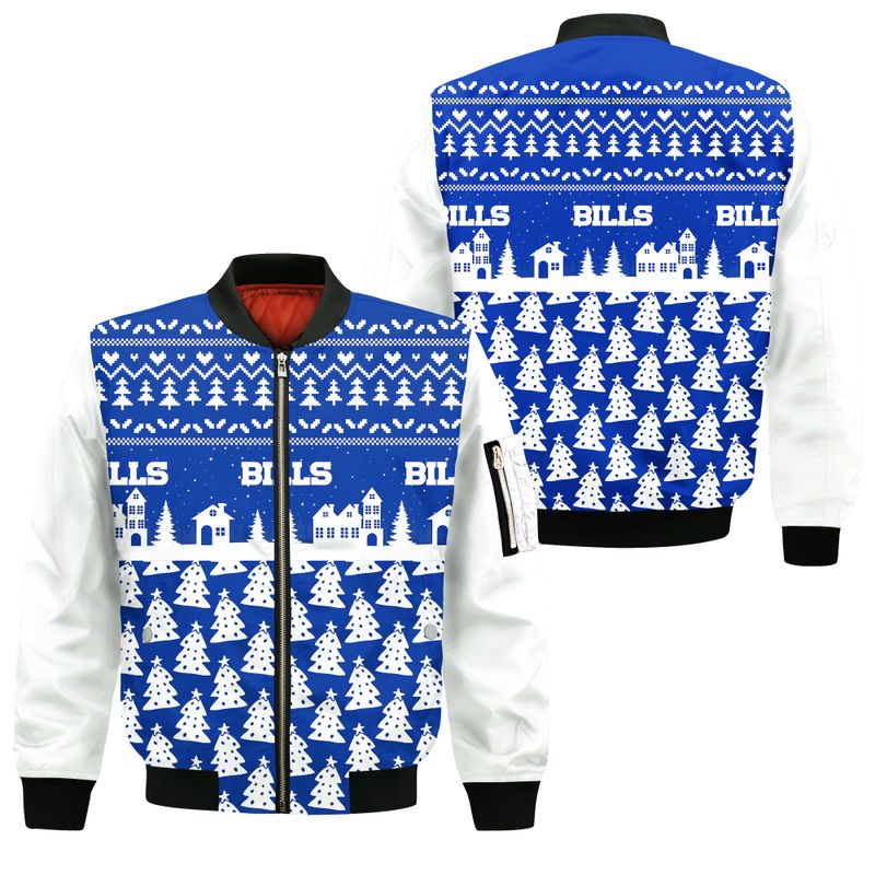 Buffalo Bills Christmas Pattern PINE Bomber Jacket