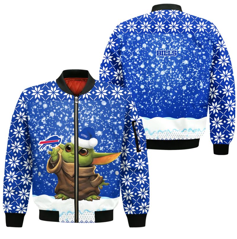 Buffalo Bills Christmas Pattern YODA Bomber Jacket