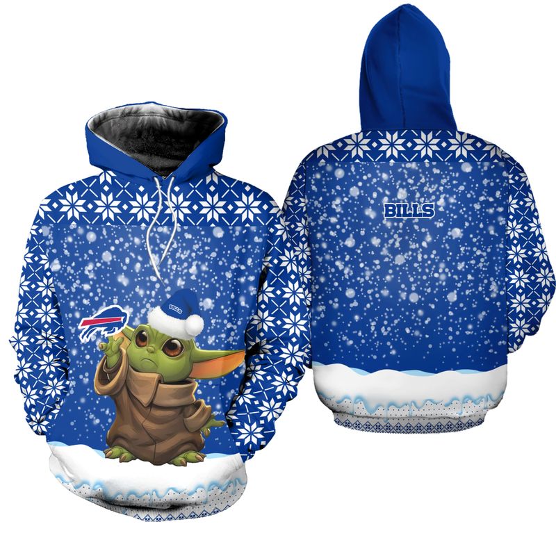 Buffalo Bills Christmas Pattern YODA Hoodie