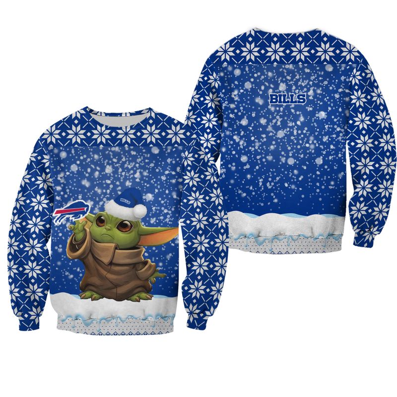 Buffalo Bills Christmas Pattern YODA Sweatshirt