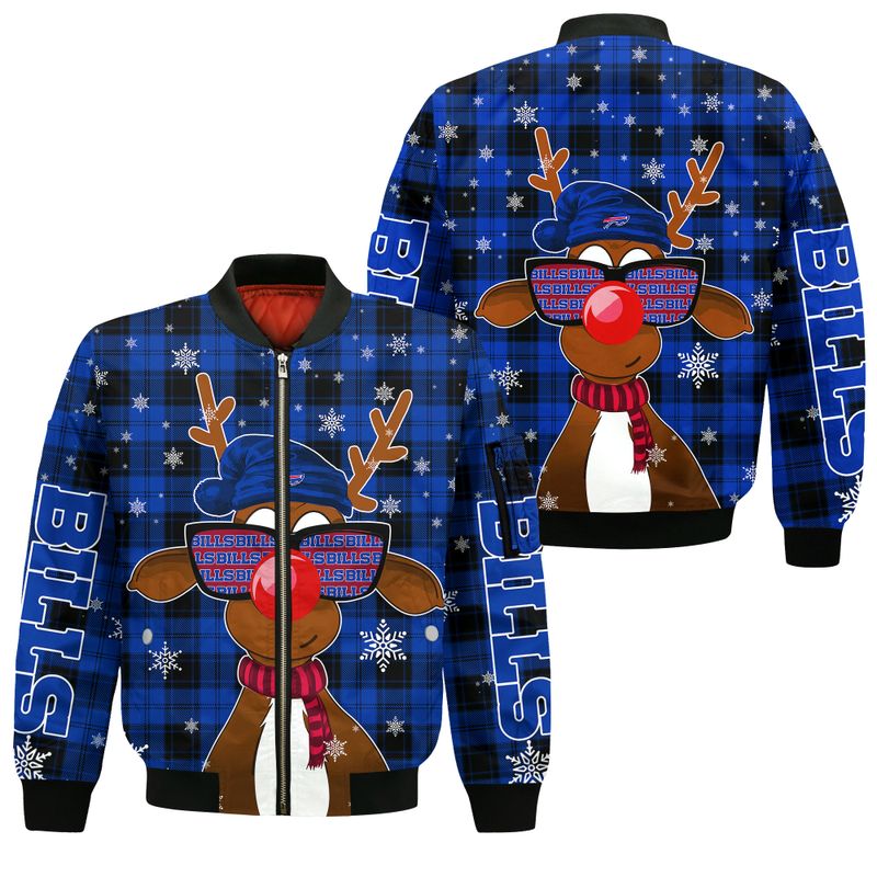 Buffalo Bills Christmas Reindeer Sunglasses Bomber Jacket