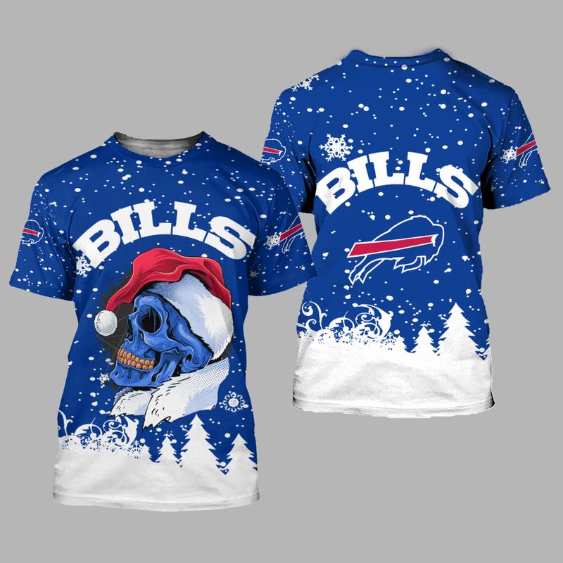 Buffalo Bills Christmas Skull All Over Print Shirt