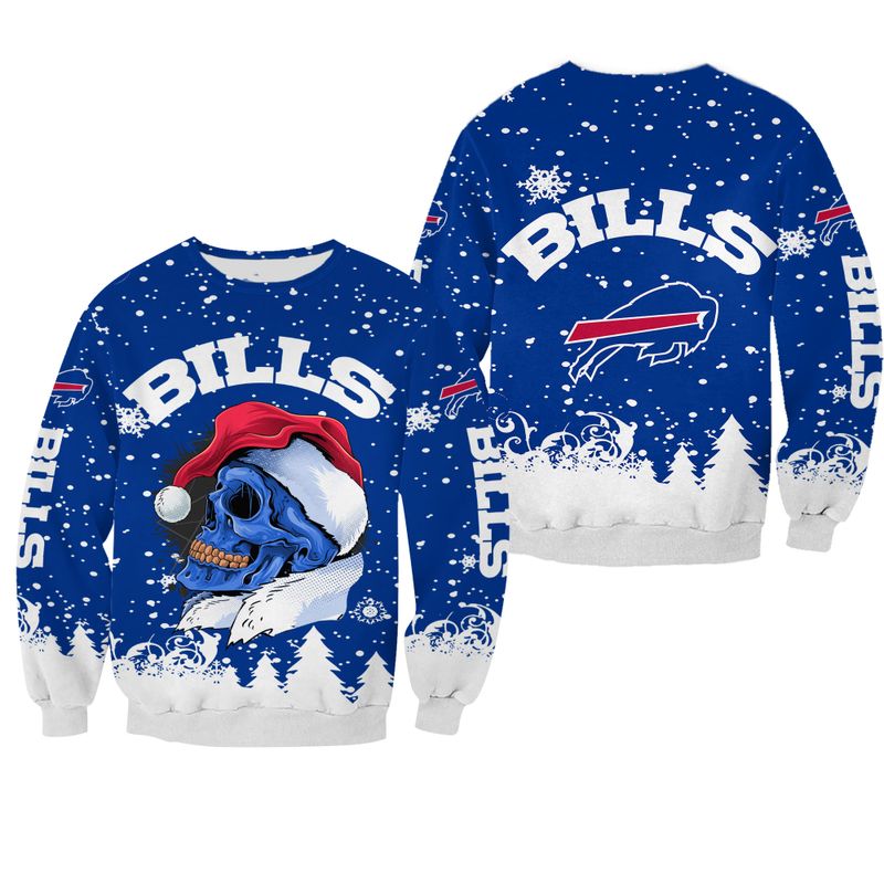 Buffalo Bills Christmas Skull All Over Print Sweatshirt
