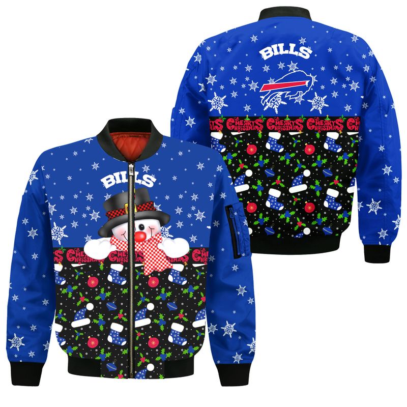 Buffalo Bills Christmas Snowman All Over Print Bomber Jacket