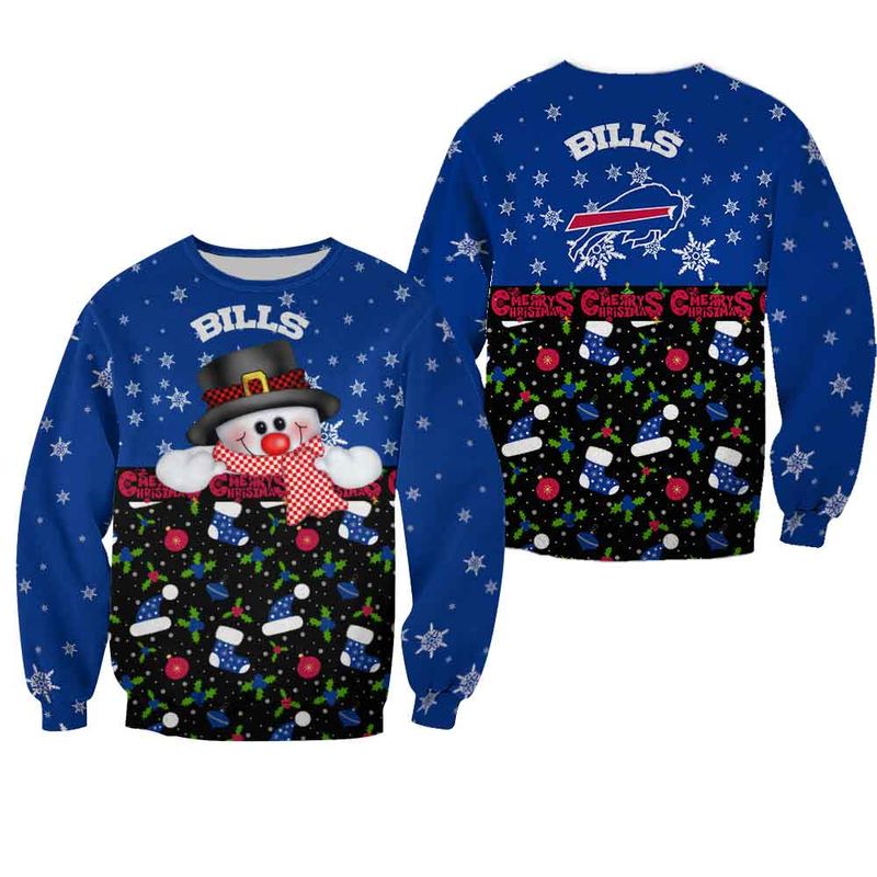 Buffalo Bills Christmas Snowman All Over Print Sweatshirt