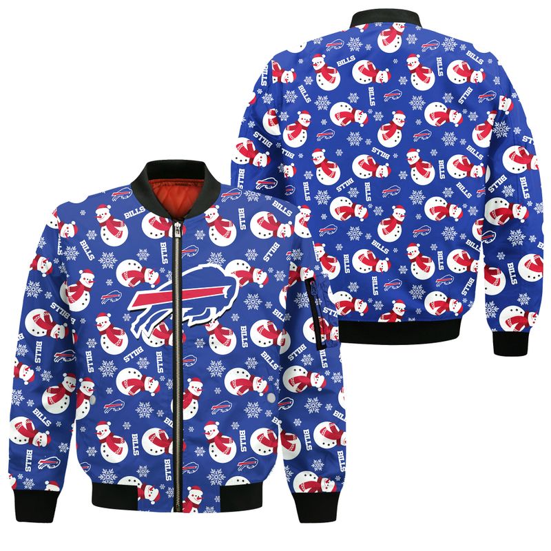 Buffalo Bills Christmas Snowman Patterns Bomber Jacket