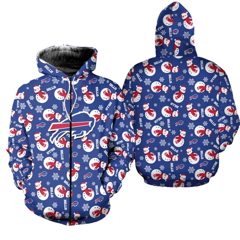 Buffalo Bills Christmas Snowman Patterns Zip Hoodie