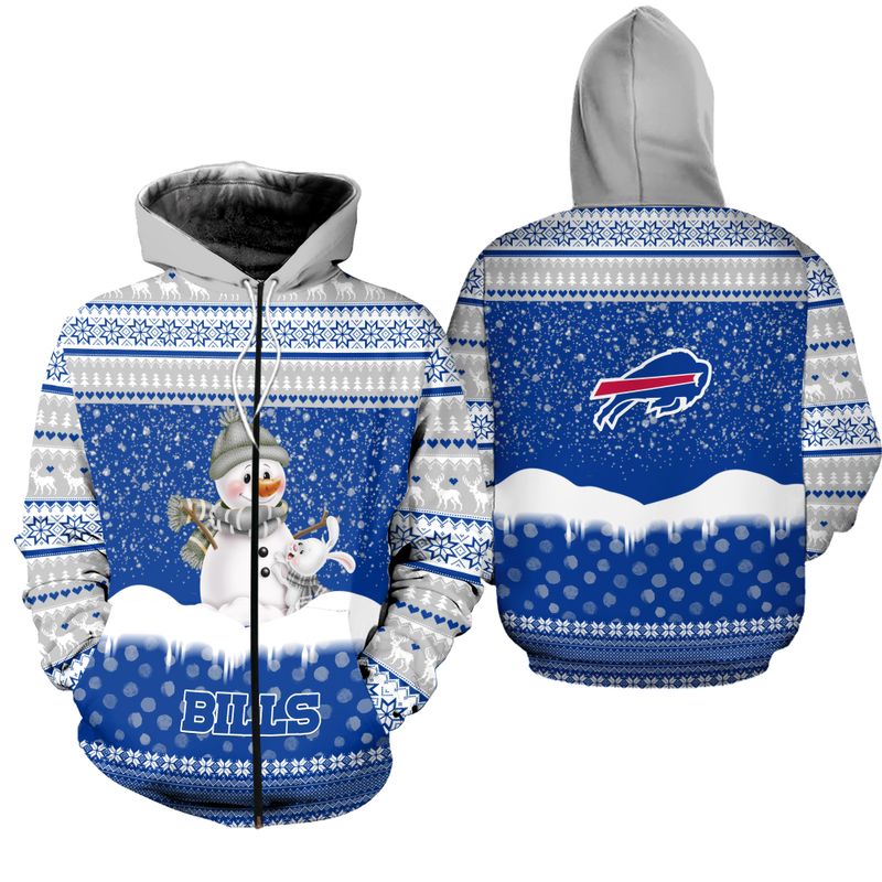 Buffalo Bills Cozy Snowman Winter Zip Hoodie