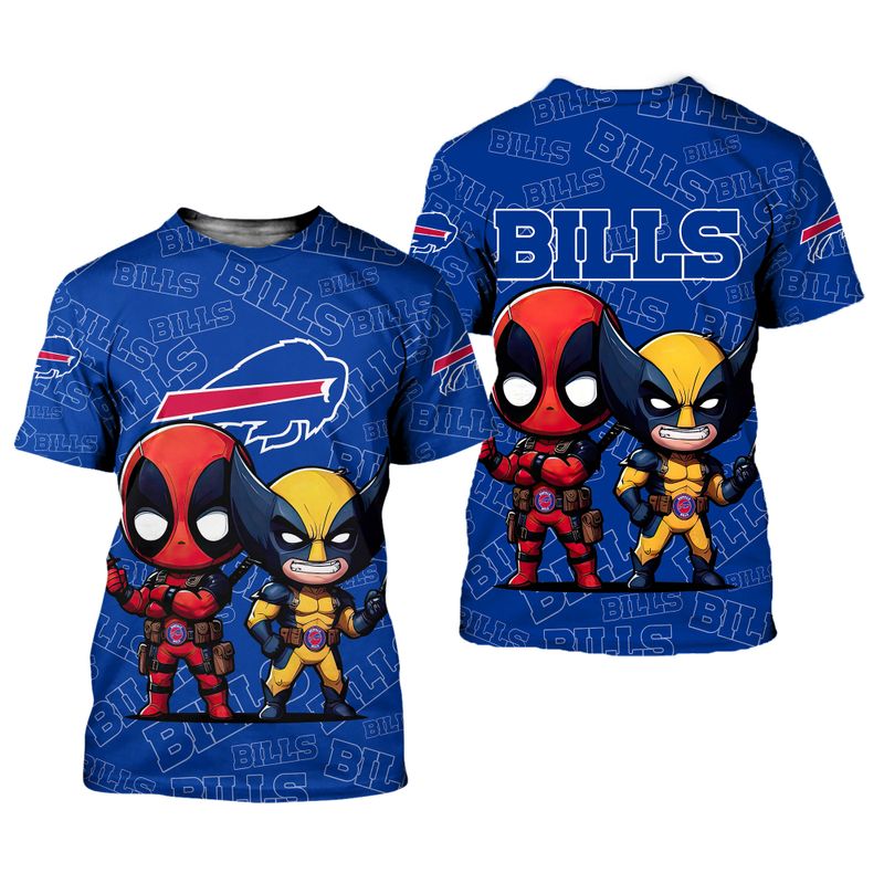 Buffalo Bills Deadpool & Wolverines Chibi Shirt