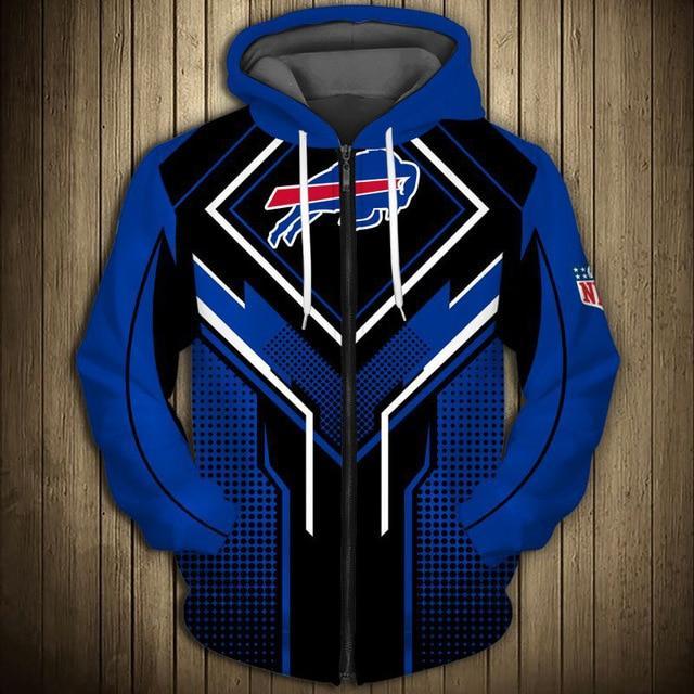 Buffalo Bills Electric Grid All Over Print Zip Hoodie