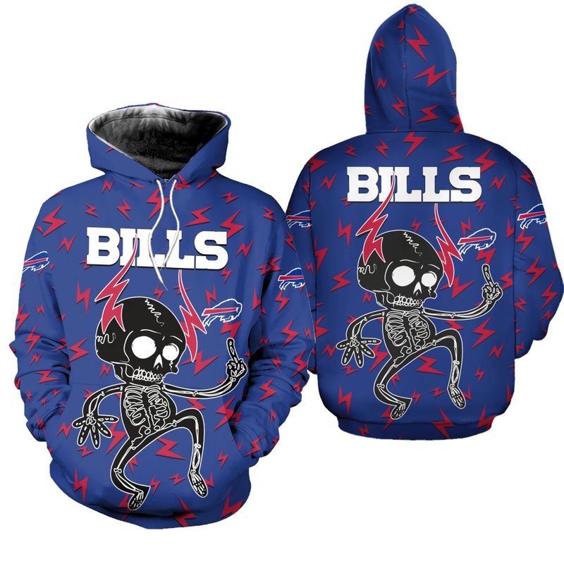 Buffalo Bills Electric Shock Cute Skeleton All Over Print Hoodie