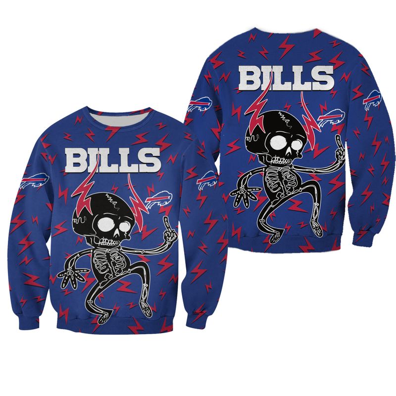 Buffalo Bills Electric Shock Cute Skeleton All Over Print Sweatshirt