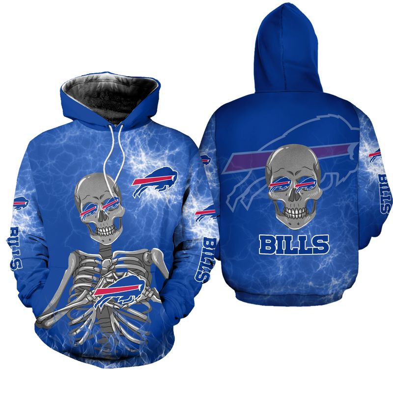 Buffalo Bills Electric Skull All Over Print Hoodie