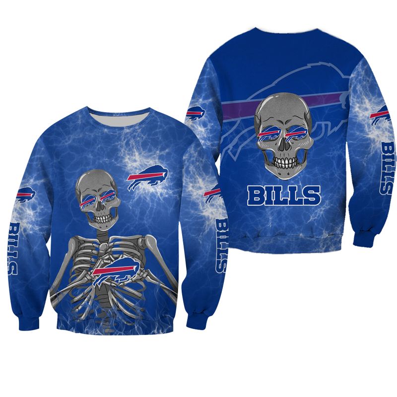 Buffalo Bills Electric Skull All Over Print Sweatshirt