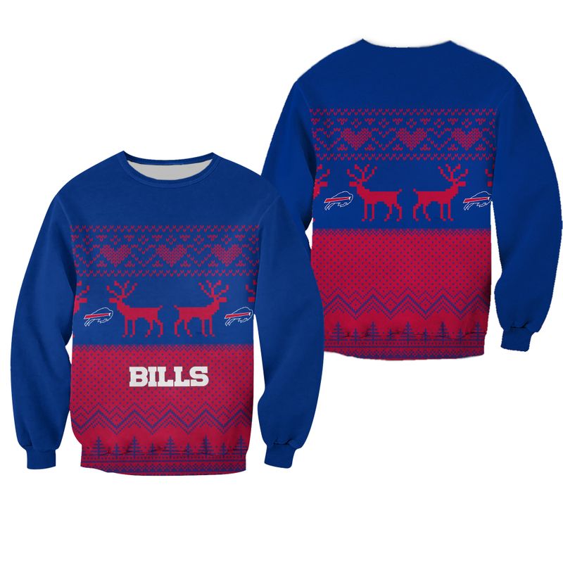 Buffalo Bills Festive Reindeer Ugly Christmas Sweatshirt