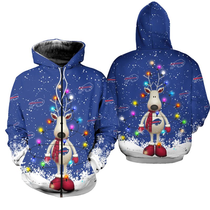 Buffalo Bills Festive Snowfall All Over Print Zip Hoodie