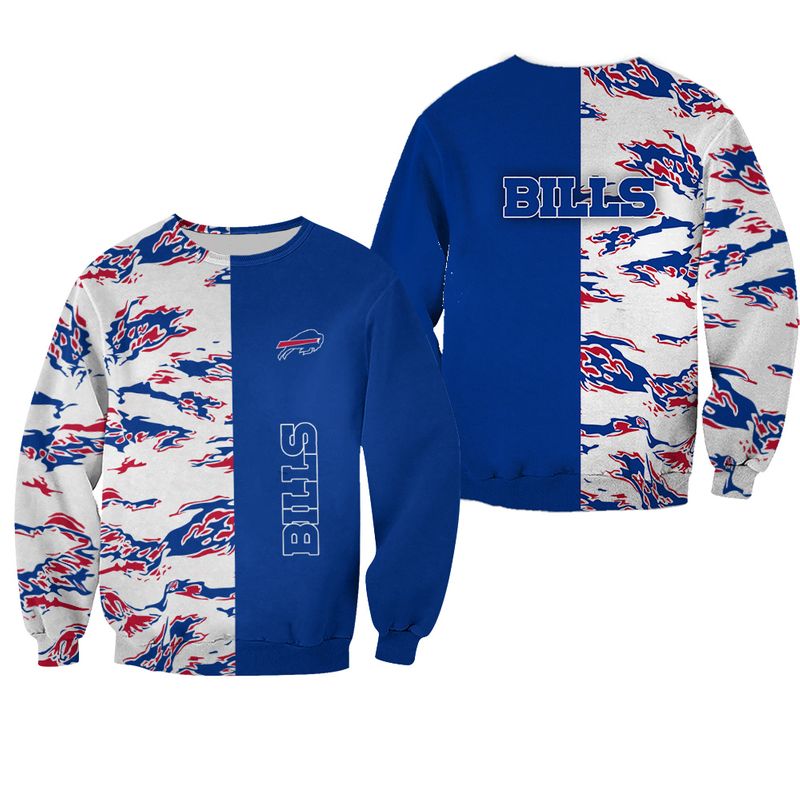 Buffalo Bills Fire Streak Split All Over Print Sweatshirt
