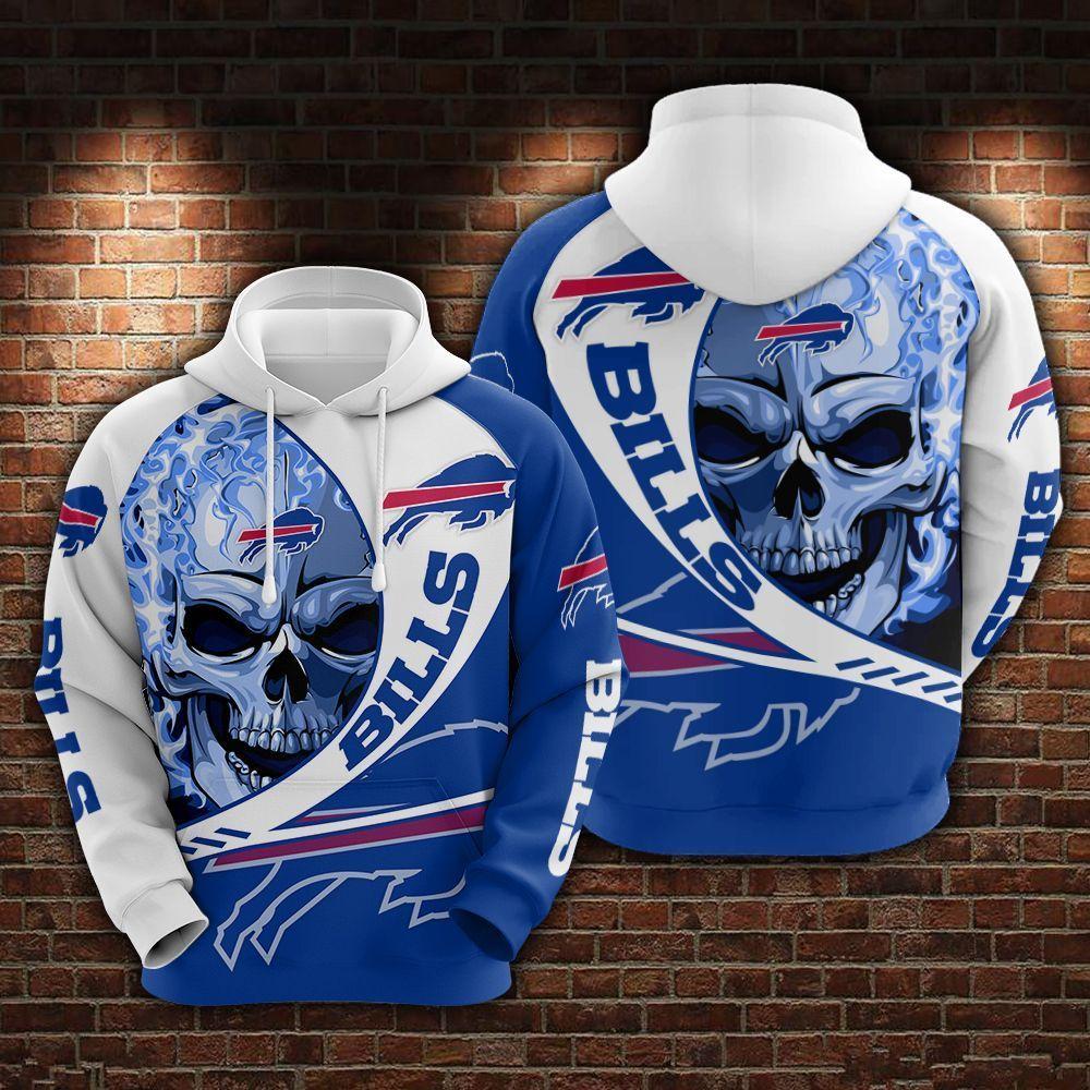 Buffalo Bills Flaming Skull Hoodie