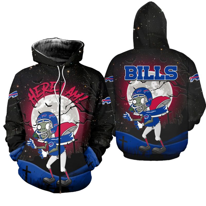 Buffalo Bills Football Here I Am Zombie Halloween Zip Hoodie