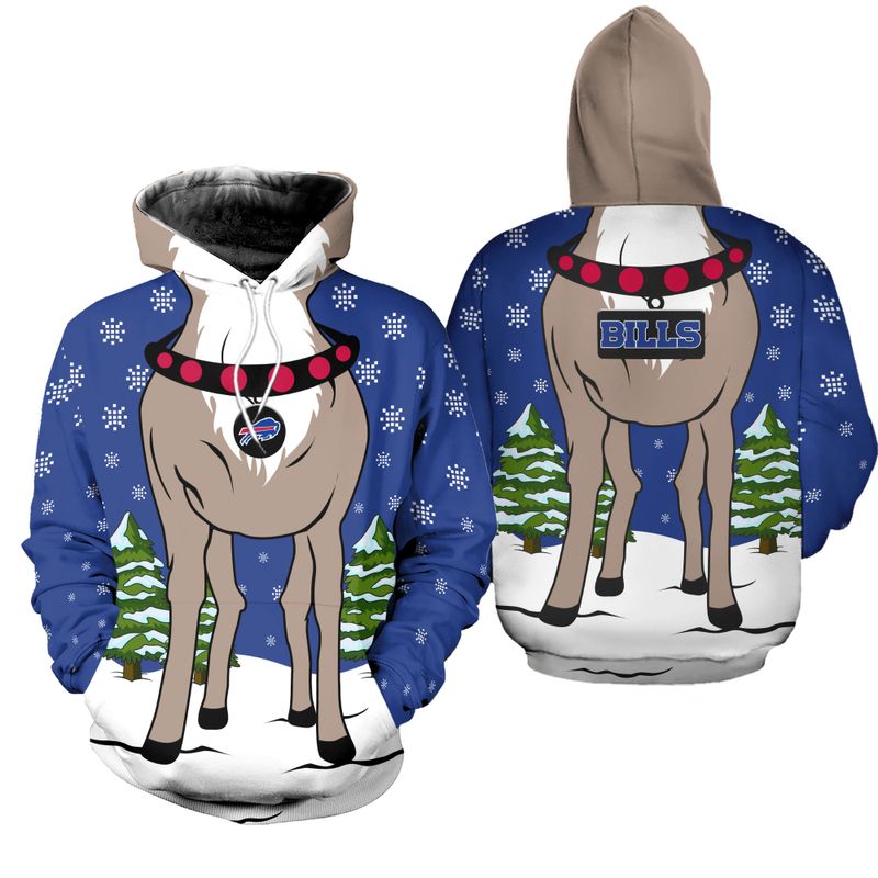 Buffalo Bills Funny Christmas Reindeer All Over Print Hoodie