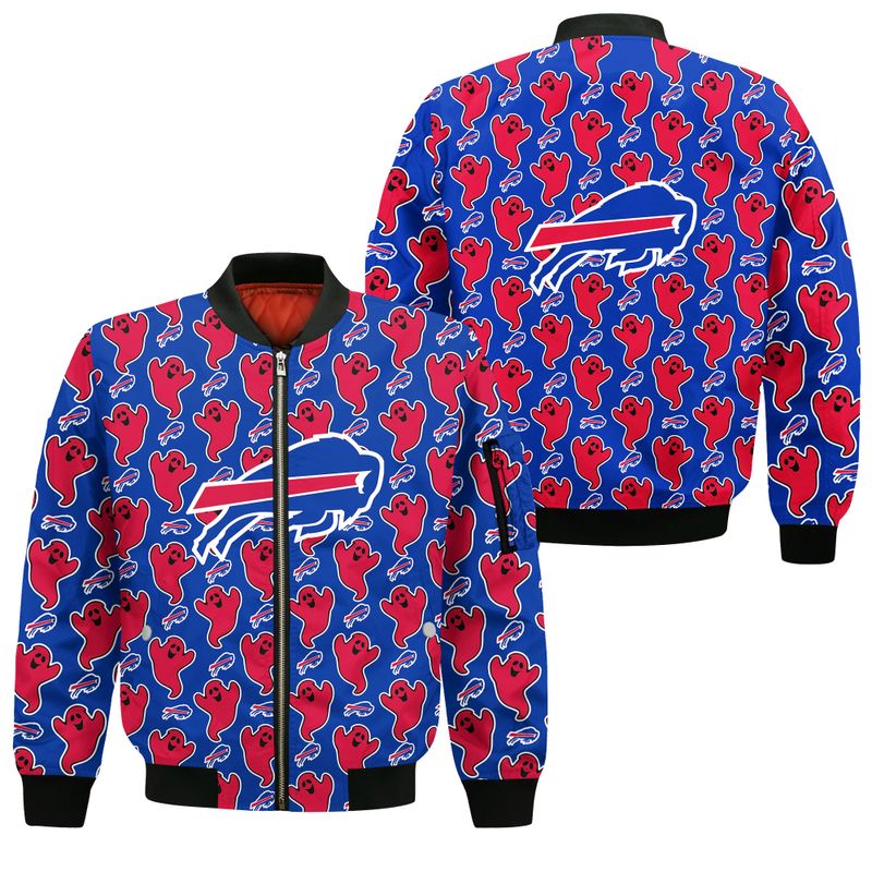 Buffalo Bills Funny Ghosts Pattern Halloween Bomber Jacket