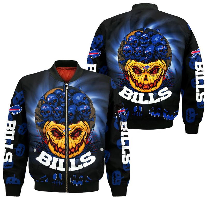 Buffalo Bills Halloween Pumpkin All Over Print Bomber Jacket