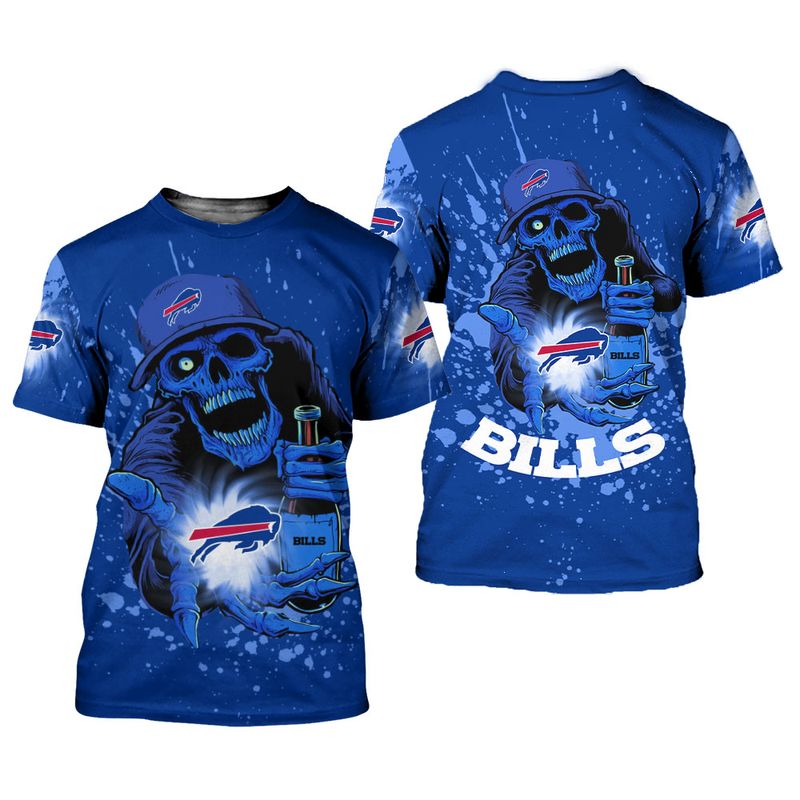 Buffalo Bills Halloween Skull Blue All Over Print Shirt
