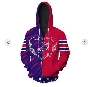 Buffalo Bills Heart & Stripes Fan Zip Hoodie