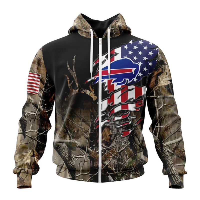 Buffalo Bills Hunting Camo Patriotic ZIp Hoodie