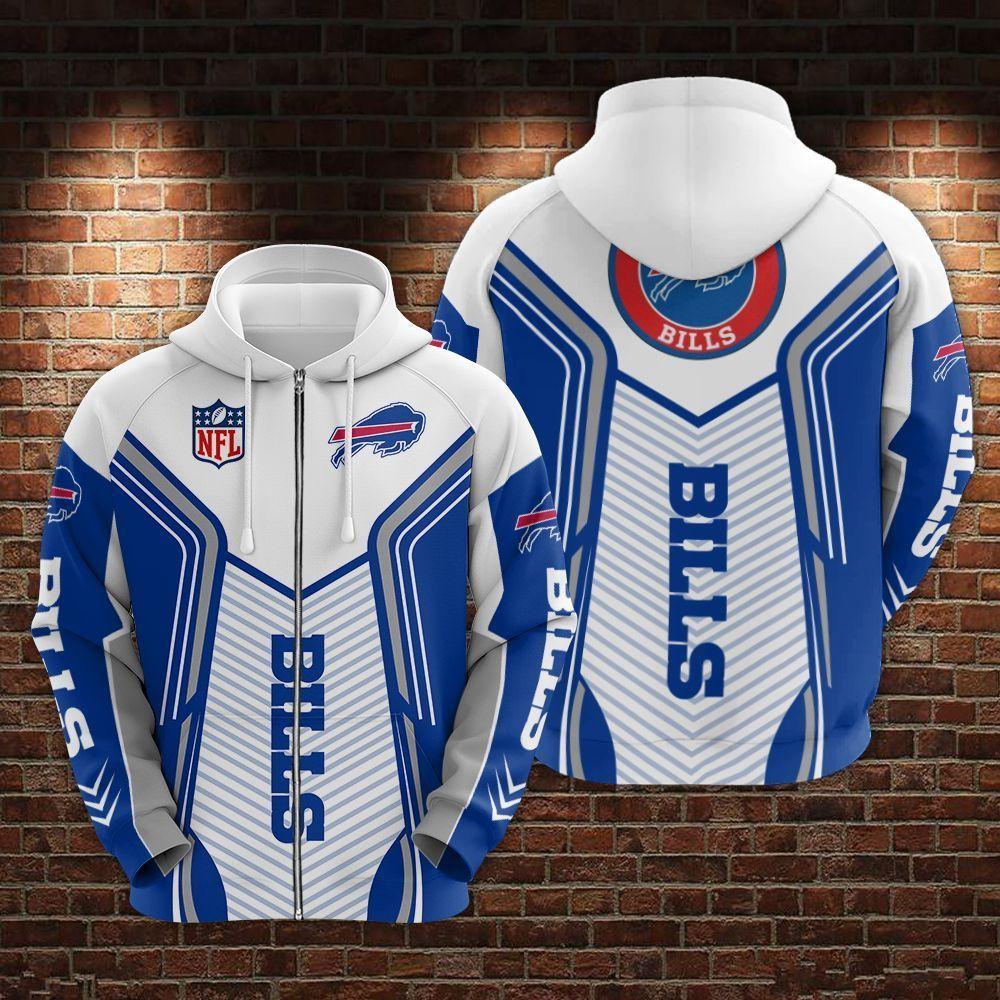 Buffalo Bills Ice Storm All Over Print Zip Hoodie