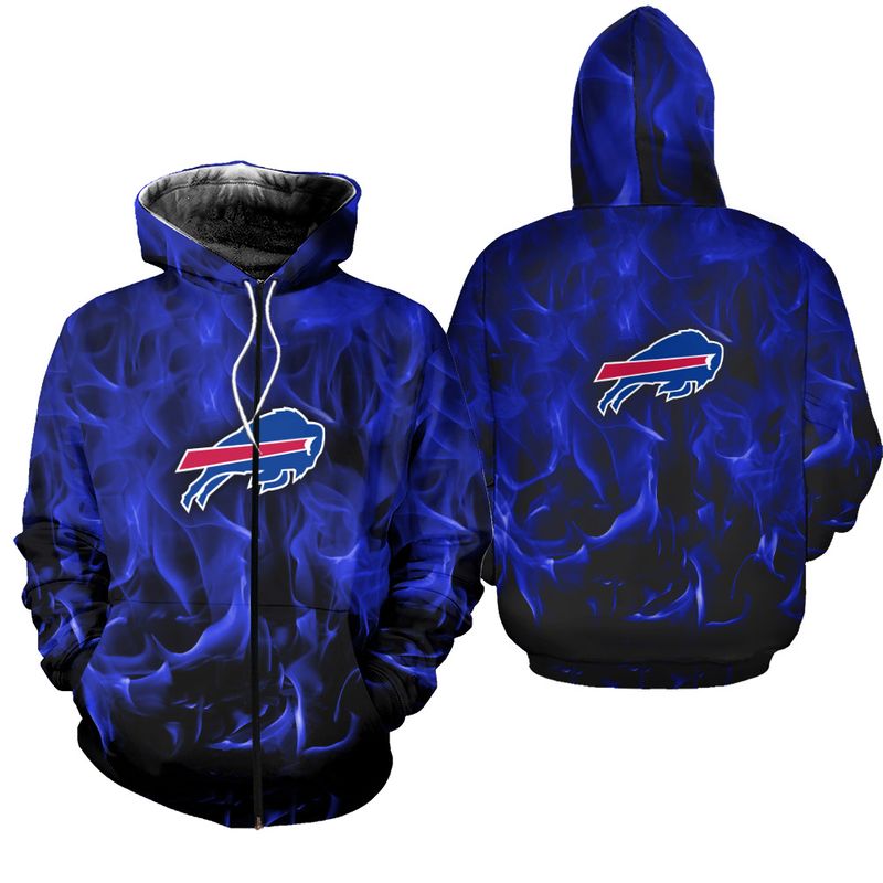 Buffalo Bills Inferno Blaze All Over Print Zip Hoodie