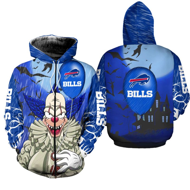 Buffalo Bills IT Halloween All Over Print Zip Hoodie