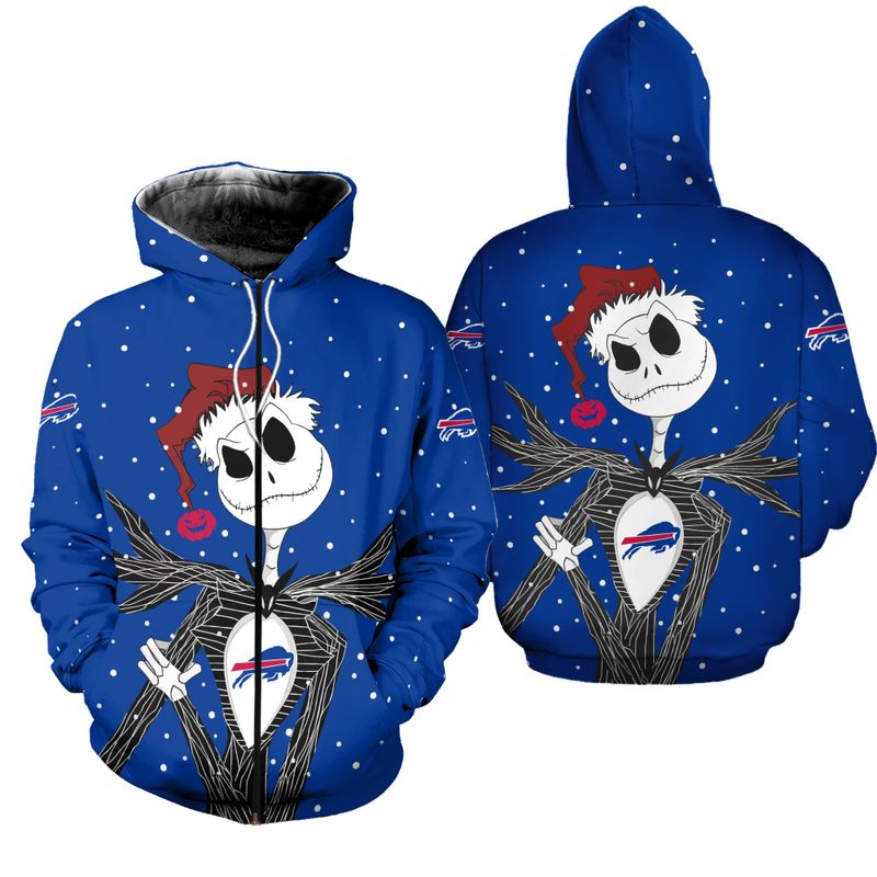 Buffalo Bills Jack Skellington Christmas All Over Print Zip Hoodie