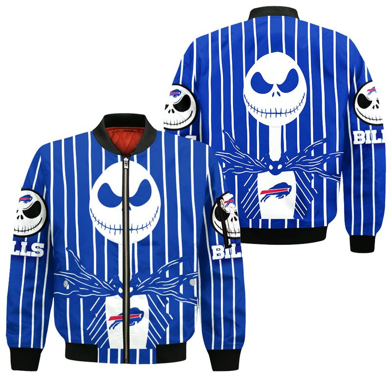 Buffalo Bills Jack Skellington Nightmare Striped Bomber Jacket