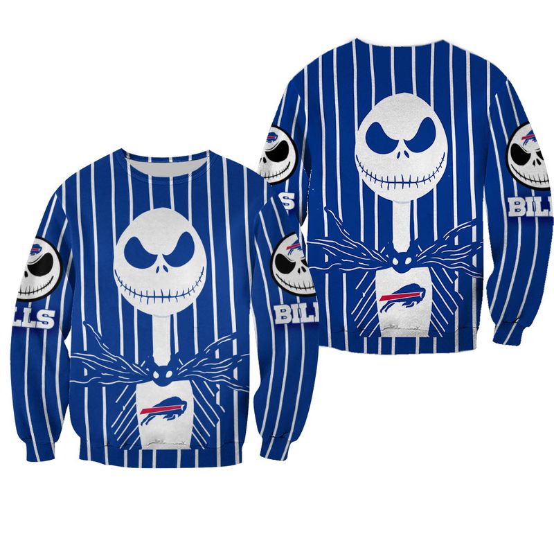 Buffalo Bills Jack Skellington Nightmare Striped Sweatshirt