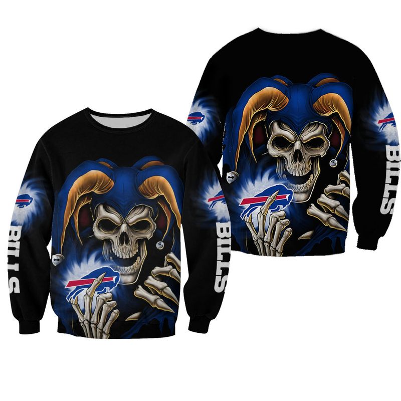 Buffalo Bills Jester Skull All Over Print Sweatshirt