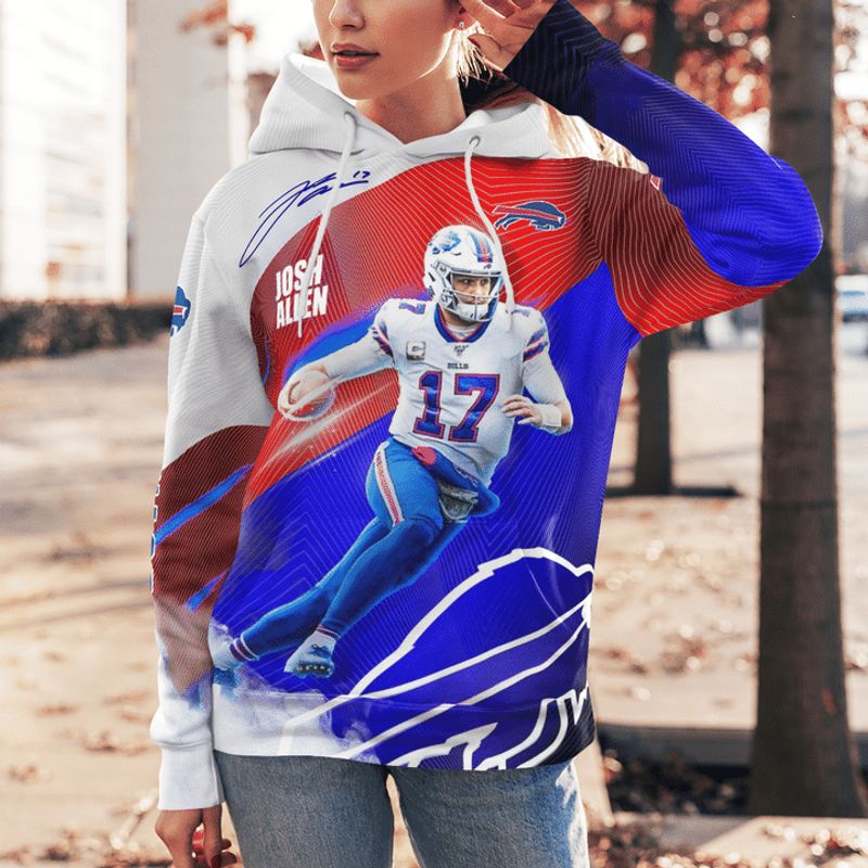 Buffalo Bills Josh Allen 17 Firestorm Hoodie mockup women