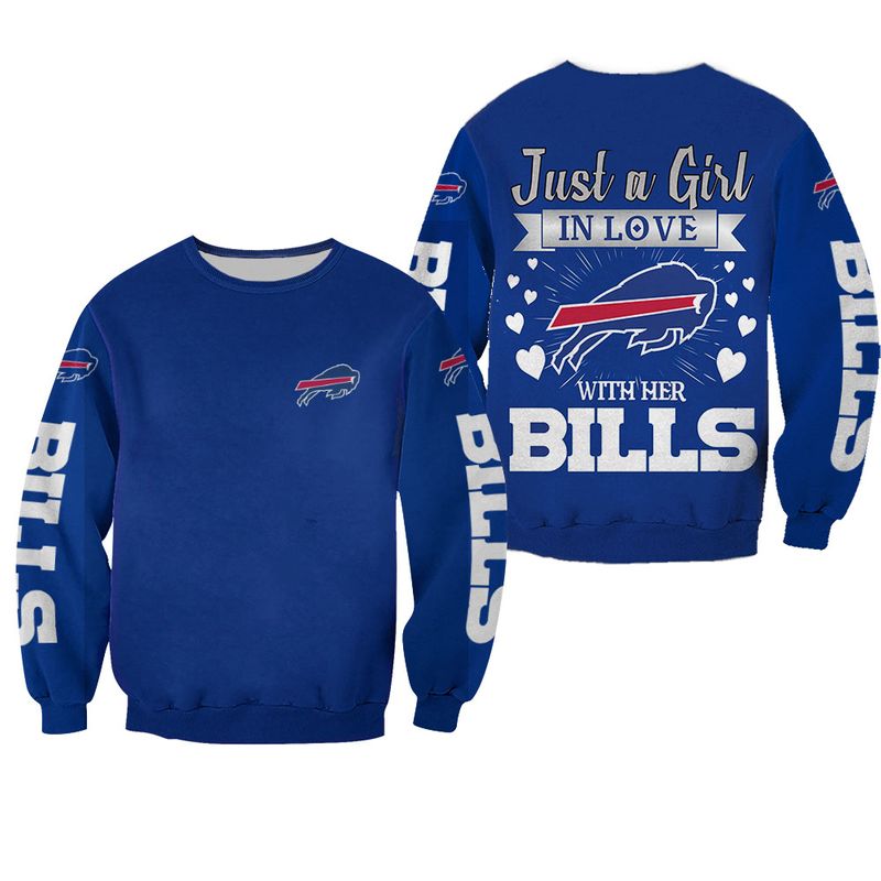 Buffalo Bills Just a Girl in Love All Over Print Sweatshirt